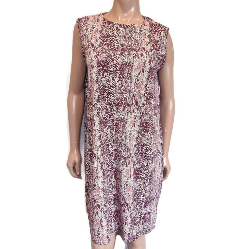 George Sleeveless Snake Print Popover Dress Womens Plus Size XXL Purple Pink